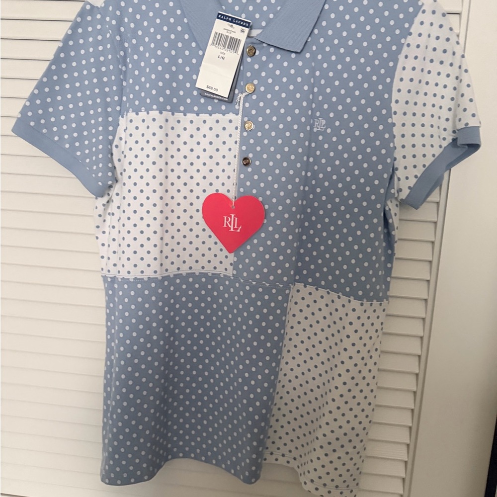 Ralph Lauren Woman’s Light Blue Polka Dot Polo